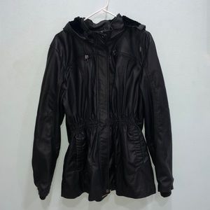 Cavalini Black Leather Trench Coat